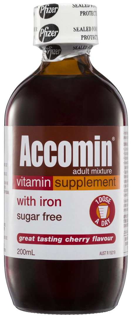 Accomin Adult Mixture Vitamin Supplement Cherry 200mL