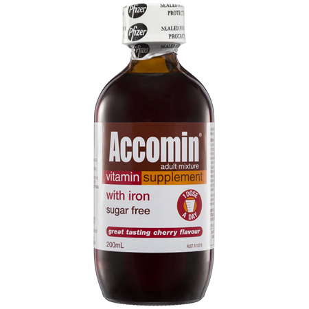 Accomin Adult Mixture Vitamin Supplement Cherry 200mL