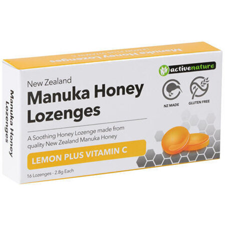 Active Naturals Manuka Honey Lozenges Lemon + Vit C 16s