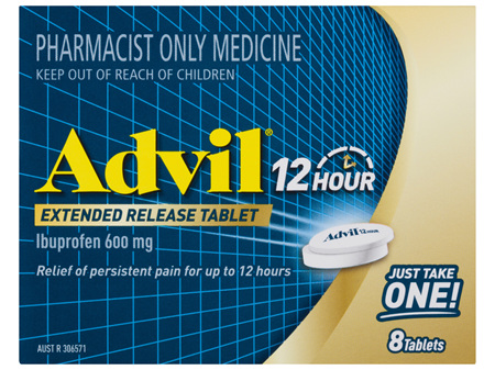 Advil 12 Hour Extended Release Tablets Ibuprofen 600mg 8 Tablets