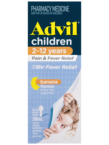 Advil Children 2-12 Years Pain & Fever Relief Banana 200mL