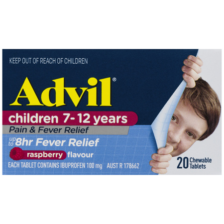 Advil Children 7-12 Years Chewable Raspberry 20 Tablets