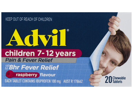 Advil Children Pain & Fever Relief Raspberry Chewable Tablets 20s