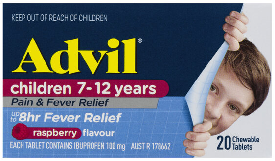 Advil Children Pain & Fever Relief Raspberry Chewable Tablets 20s