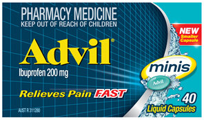 Advil Minis Liquid Capsules 200mg Ibuprofen 40 Pack