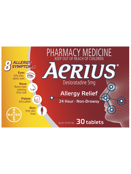 Aerius 24 Hour Non Drowsy Allergy Relief Antihistamine Tablets 30 Pack
