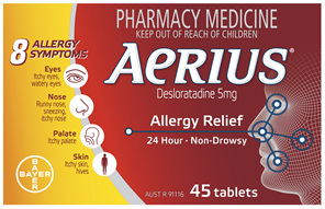 Aerius 24 Hour Non Drowsy Allergy Relief Antihistamine Tablets 45 Pack