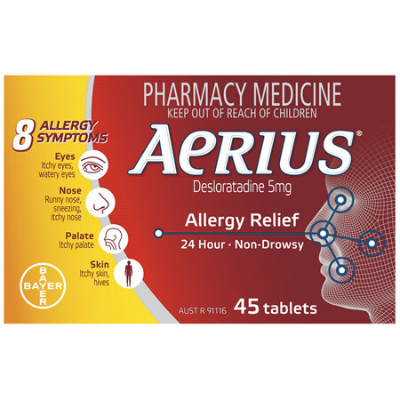 Aerius 24 Hour Non Drowsy Allergy Relief Antihistamine Tablets 45 Pack