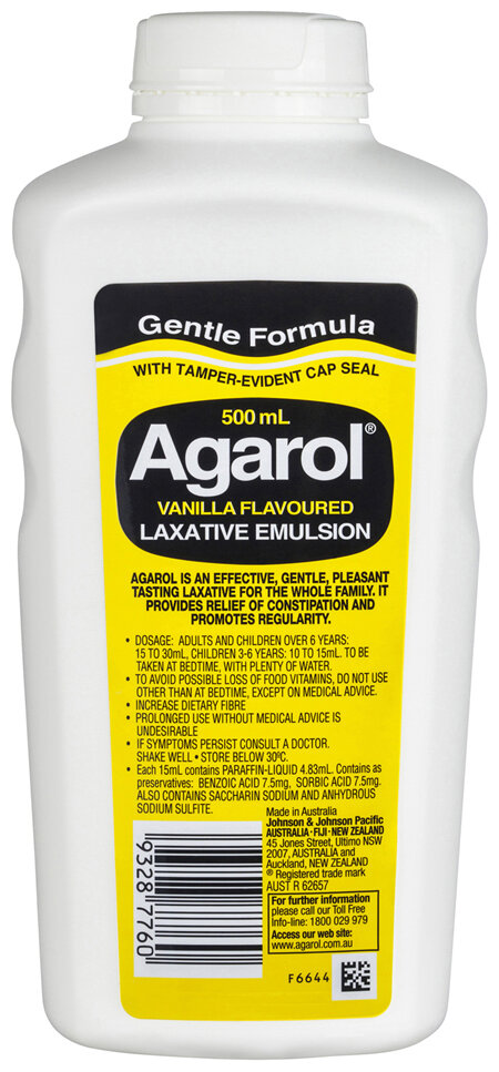 Agarol Laxative Liquid Vanilla 500mL