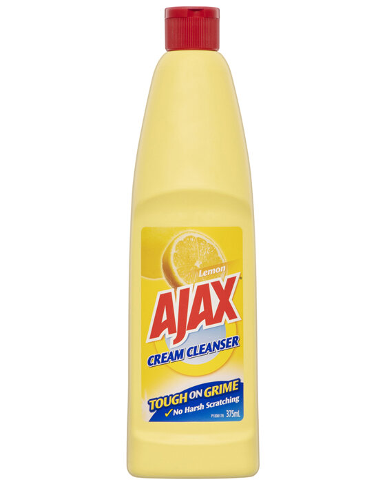 Ajax Cream Cleanser, 375mL, Lemon, Kitchen and Bathroom Cleaner, Tough on Grime