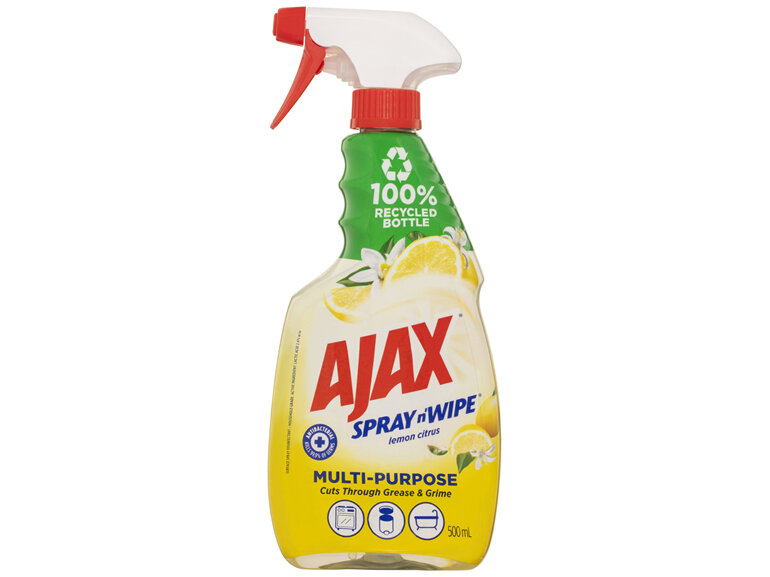 Ajax Spray n' Wipe Multi-Purpose Cleaner Trigger, Antibacterial Disinfectant, 500mL, Lemon Citrus
