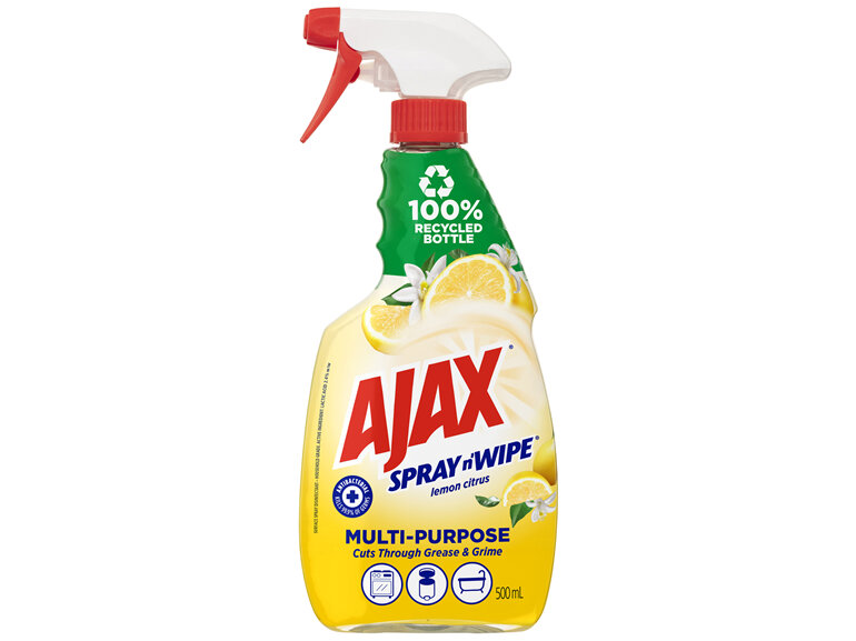 Ajax Spray n' Wipe Multi-Purpose Cleaner Trigger, Antibacterial Disinfectant, 500mL, Lemon Citrus