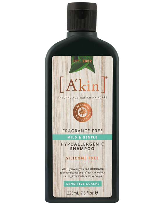 A'kin Mild & Gentle Fragrance Free Shampoo 225mL