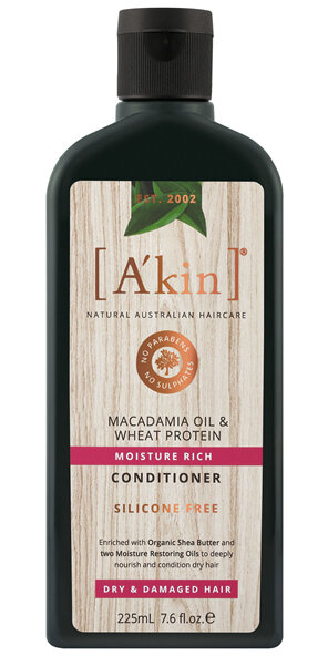 A'kin Moisture Rich Macadamia Oil & Wheat Protein Conditioner 225mL