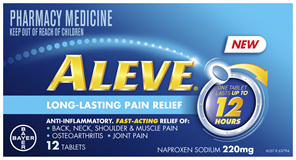 Aleve 12 hour Anti-Inflammatory Fast Acting 12 hour Pain Relief tablets 12 pack