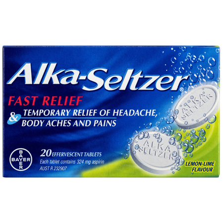 Alka-Seltzer Pain Relief Effervescent Tablets Lemon-Lime 20 Pack