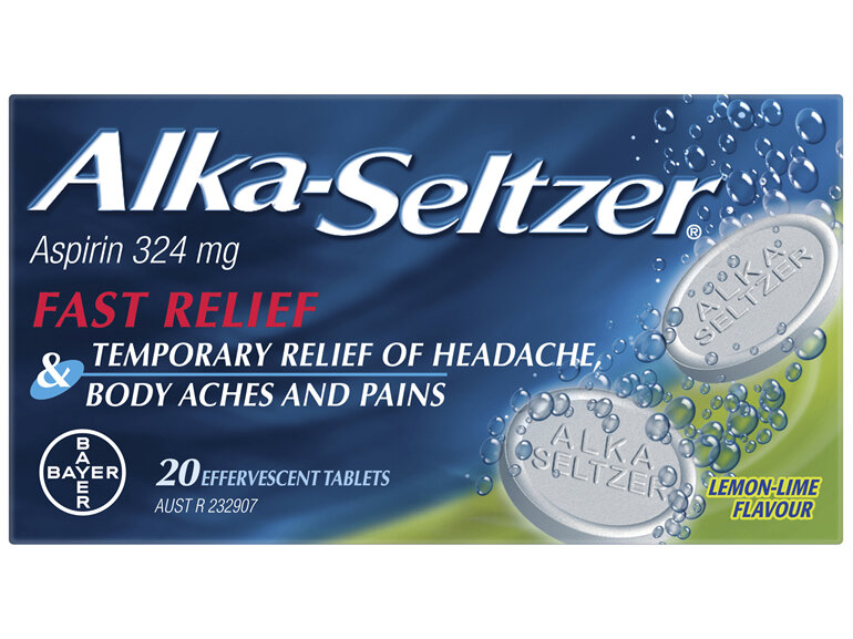 Alka-Seltzer Pain Relief Effervescent Tablets Lemon-Lime 20 Pack