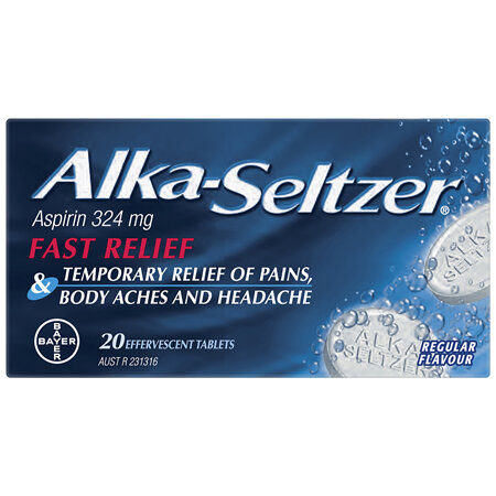Alka-Seltzer Pain Relief Effervescent Tablets Regular Flavour 20 Pack