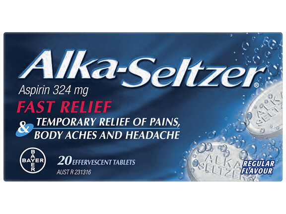 Alka-Seltzer Pain Relief Effervescent Tablets Regular Flavour 20 Pack