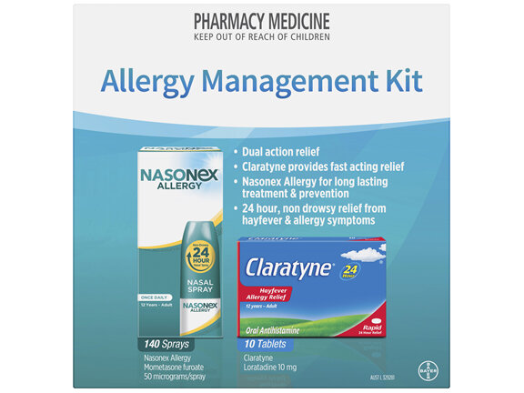 Allergy Management Kit with Claratyne 10 tablets and Nasonex Allergy 140 sprays