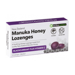 AN Manuka Honey Lozenges Blackcurrent + Vit C 16s