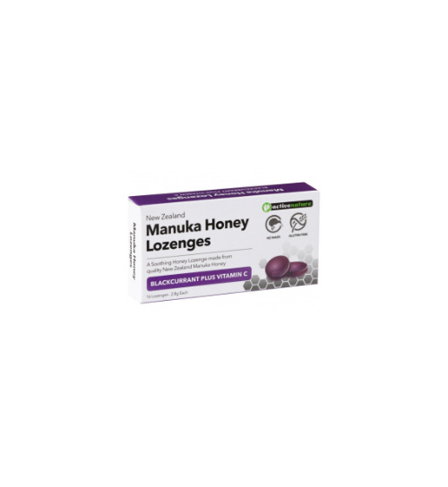 AN Manuka Honey Lozenges Blackcurrent + Vit C 16s