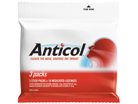 Anticol Sore Throat Lozenges + Vitamin C 3x10 Pack