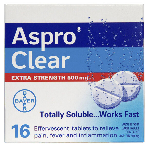 Aspro Clear Extra Strength 500mg 16 Tablets