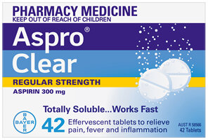 Aspro Clear Pain Relief Aspirin 42 Soluble Effervescent Tablets
