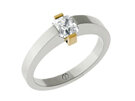 Asscher cut diamond platinum and yellow gold ring