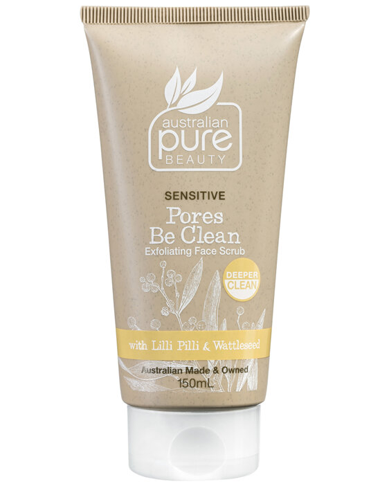 Australian Pure Beauty Sensitive Pores Be Clean Face Scrub With Lilli Pilli & Wattleseed 150mL