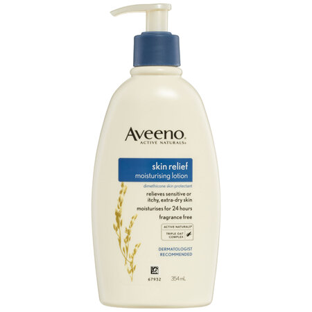 Aveeno Skin Relief Fragrance Free Body Lotion Shea Butter 72-Hour Intense Hydration Soothe Dry