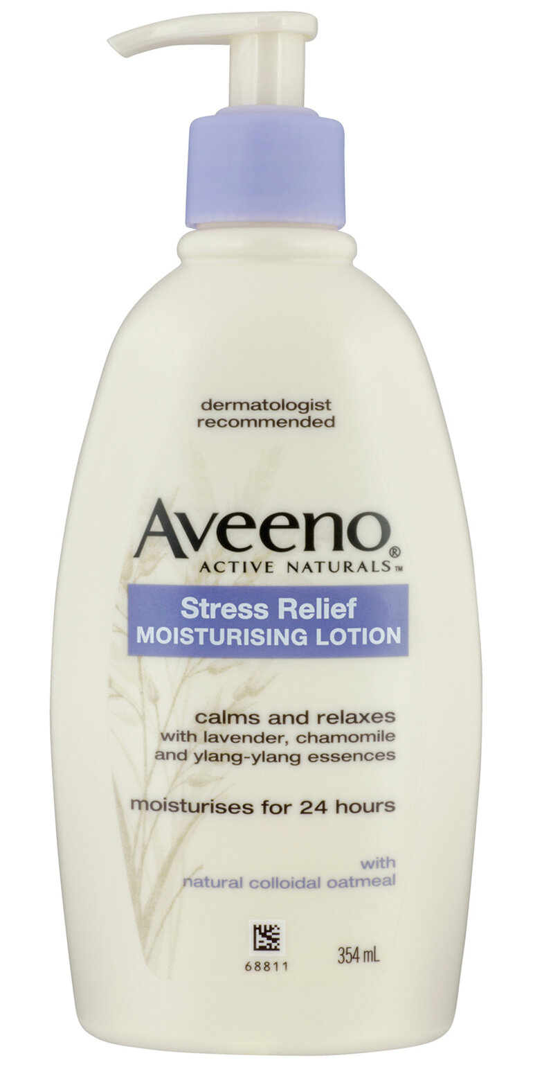 Aveeno Stress Relief Moisturising Non-Greasy Lavender Scented Body Lotion 24-Hour Hydration Normal
