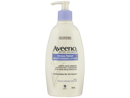 Aveeno Stress Relief Moisturising Non-Greasy Lavender Scented Body Lotion 24-Hour Hydration Normal