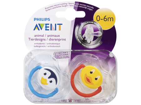 Avent Animal Soft Silicone BPA Free Soother 0-6m 2 Pack