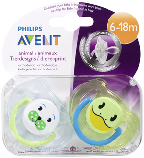 Avent Animal Soft Silicone BPA Free Soother 6-18m 2 Pack