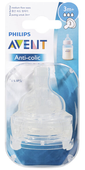 Avent Anti-colic Medium Flow Teats 2 Pack