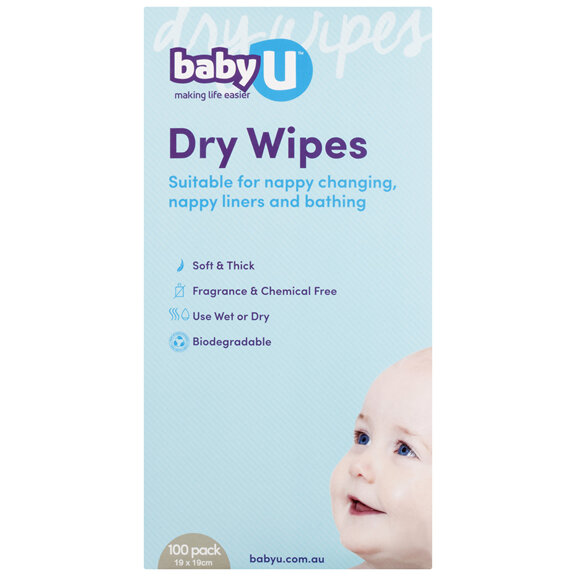 babyU Dry Wipes 100 Pack