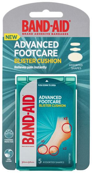 Band-Aid Advanced Footcare Blister Cushion Assorted Shapes 5 Pack