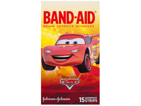 Band-Aid Brand Adhesive Bandages Cars Waterproof 15 Pack