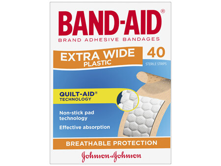 Band-Aid Extra Wide Plastic Strips 40 Pack