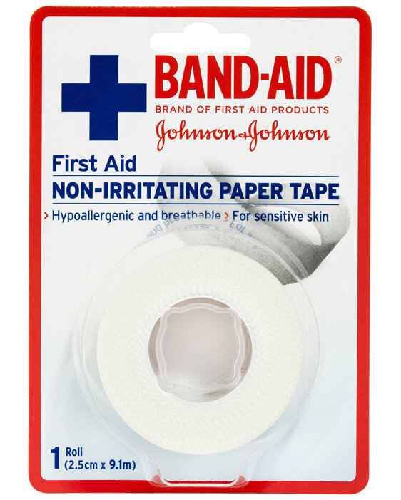 Band-Aid First Aid Non-Irritating Paper Tape 2.5cm x 9.1m 1 Pack