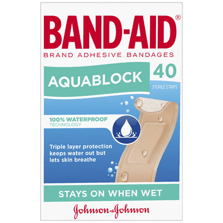 Band-Aid Waterproof Aquablock Sterile Strips 40 Pack