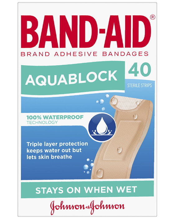 Band-Aid Waterproof Aquablock Sterile Strips 40 Pack