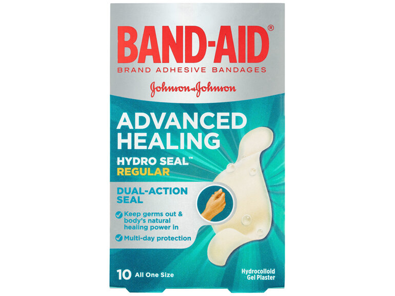 BandAid Advanced Healing Hydrocolloid Gel Plasters 10 Regular Size