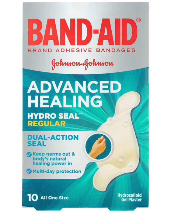 BandAid Advanced Healing Hydrocolloid Gel Plasters 10 Regular Size