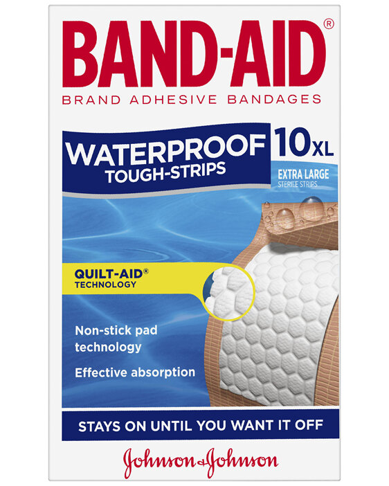 BandAid Tough Strips W/P Xlg 10pk