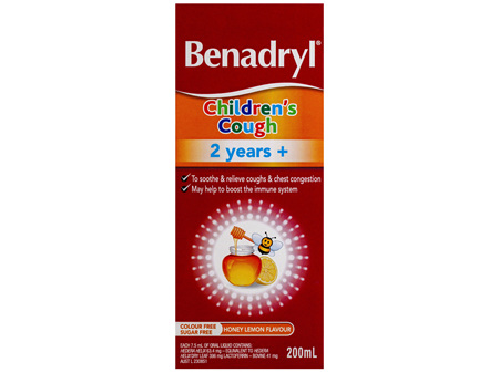 Benadryl Children's Cough 2 years+ Honey Lemon Flavour 200mL