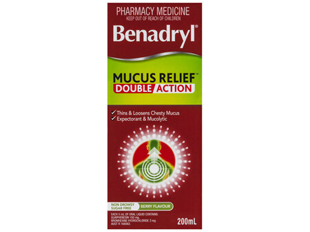 Benadryl Cough Liquid Mucus Relief Cough Liquid 200mL