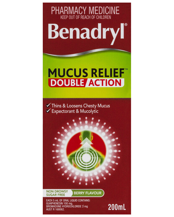 Benadryl Cough Liquid Mucus Relief Cough Liquid 200mL